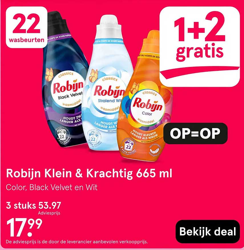 Robijn Klein & Krachtig 665 ml 1+2 gratis
