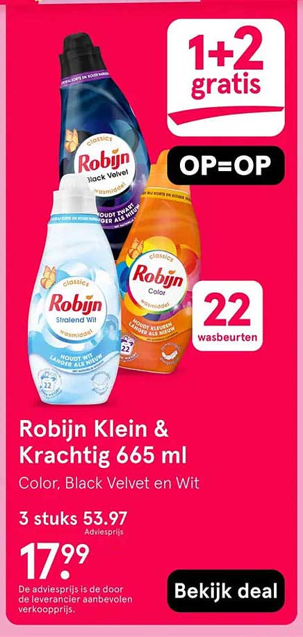 Robijn Klein & Krachtig 665 ml 1+2 gratis