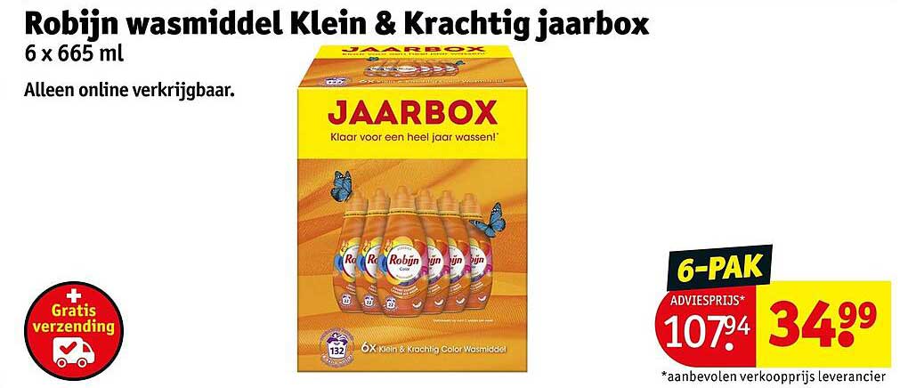 Robijn wasmiddel Klein & Krachtig jaarbox 6 x 665 ml
