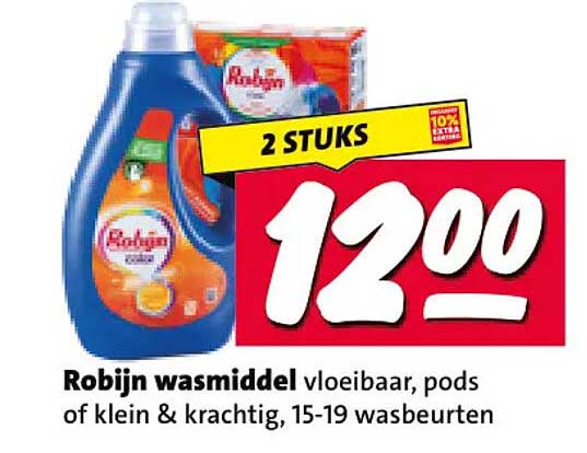 Robijn wasmiddel vloeibaar, pods of klein & krachtig, 15-19 wasbeurten 2 STUKS