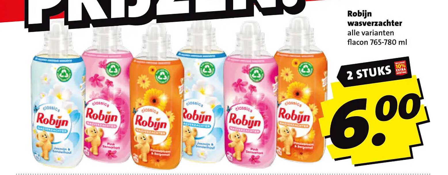 Robijn wasverzachter alle varianten flacon 765-780 ml 2 STUKS