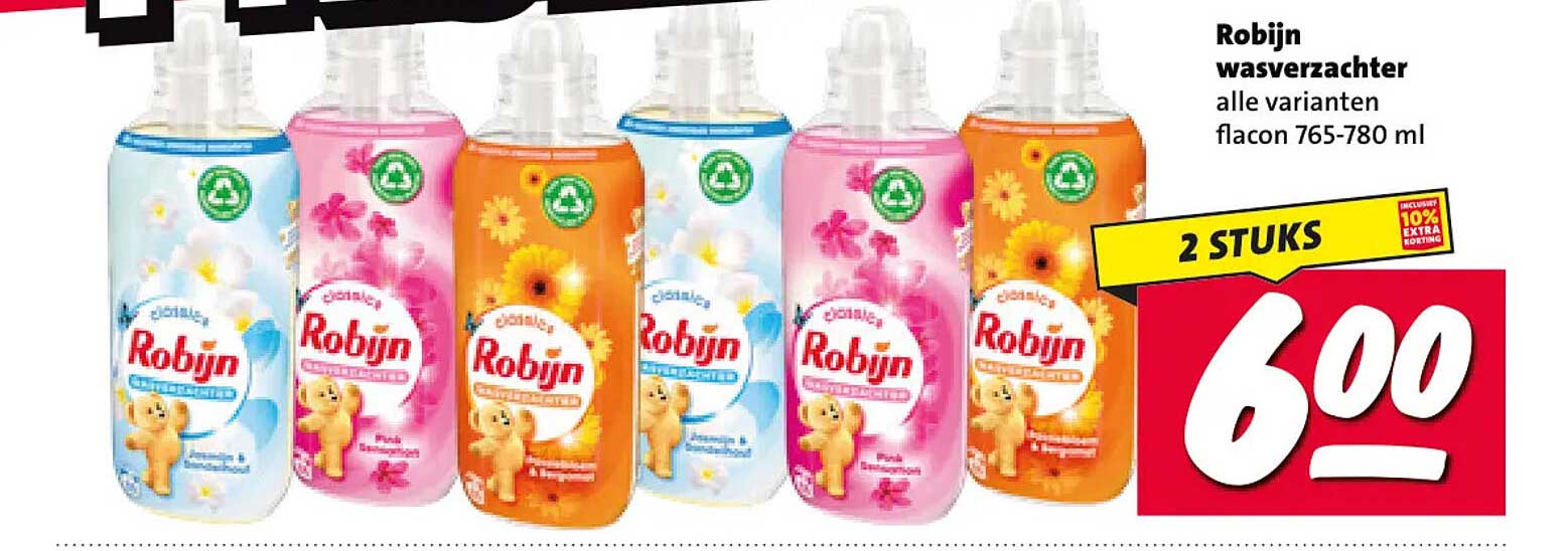 Robijn wasverzachter alle varianten flacon 765-780 ml 2 STUKS