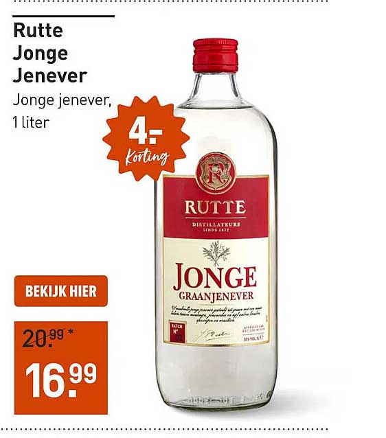 Rutte Jonge Jenever 4:- korting