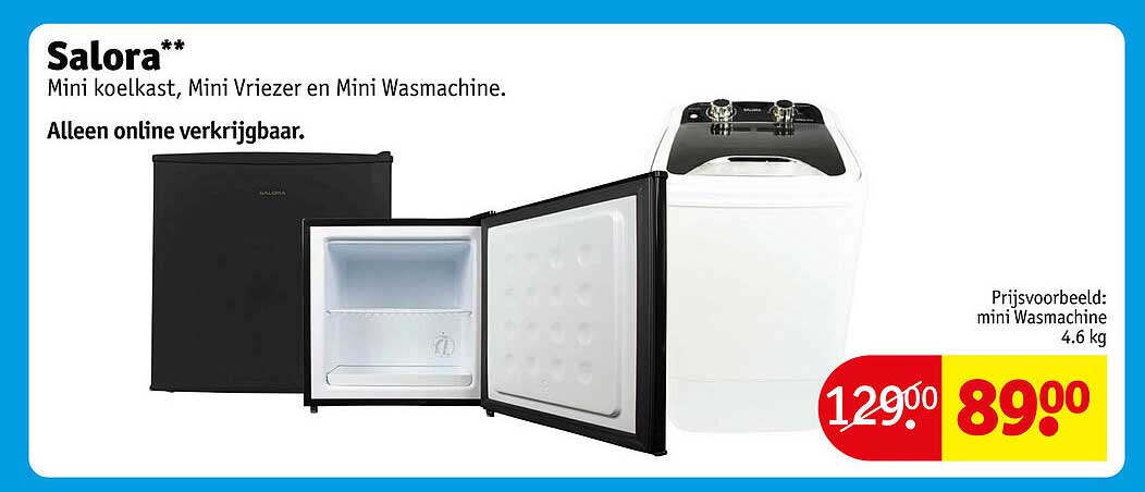 Salora** Mini koelkast, Mini Vriezer en Mini Wasmachine. Alleen online verkrijgbaar.