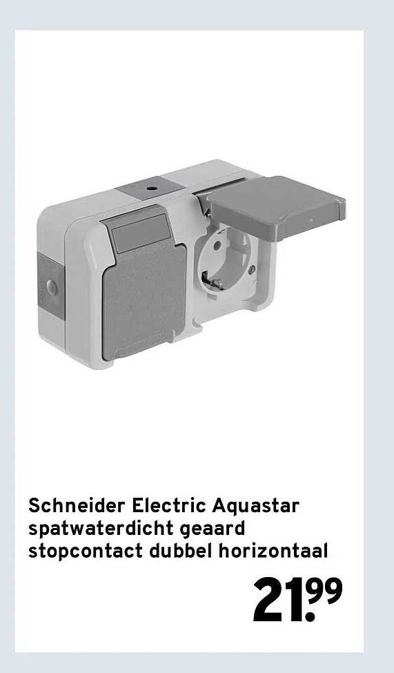 Schneider Electric Aquastar spatwaterdicht geaard stopcontact dubbel horizontaal