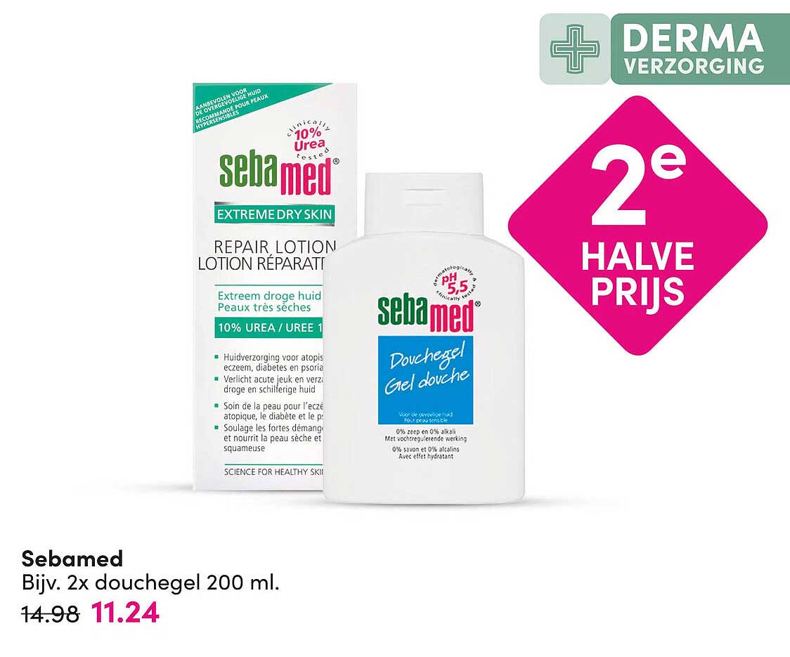 Sebamed Bijv. 2x douchegel 200 ml. 2e halve prijs