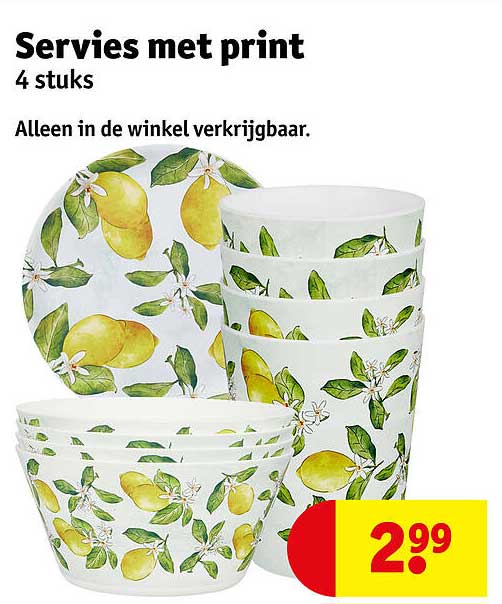 Servies met print 4 stuks