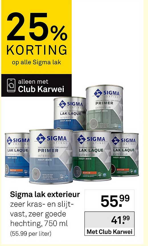 Sigma lak exterior 25% korting op alle Sigma lak