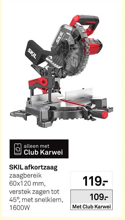 SKIL afkortzaag zaagbereik 60x120 mm, verstek zagen tot 45°, met snelklem, 1600W