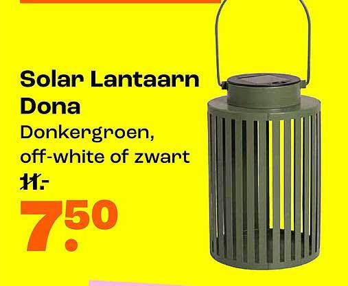 Solar Lantaarn Dona Donkergroen, off-white of zwart