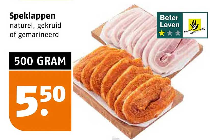 Speklappen naturel, gekruid of gemarineerd