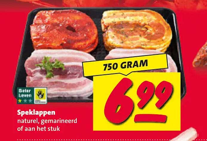 Speklappen naturel, gemarineerd of aan het stuk