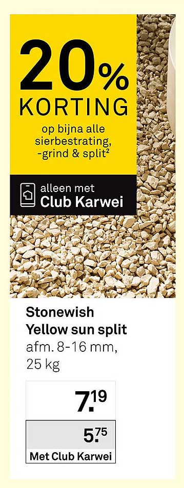 Stonewish Yellow sun split 20% korting op bijna alle sierbestrating, -grind & split - alleen met Club Karwei