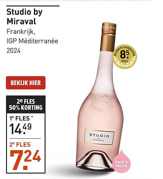Studio by Miraval Frankrijk, IGP Méditerranée 2024 2e fles 50% korting