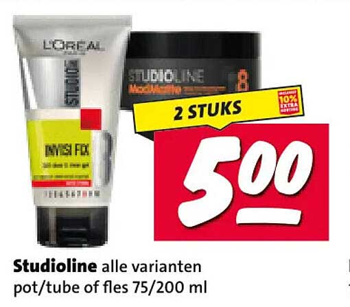 Studioline alle varianten pot/tube of fles 75/200 ml 2 STUKS