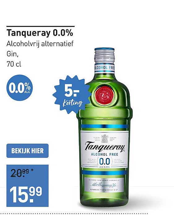 Tanqueray 0.0% Alcoholvrij alternatief Gin, 70 cl 5,- korting