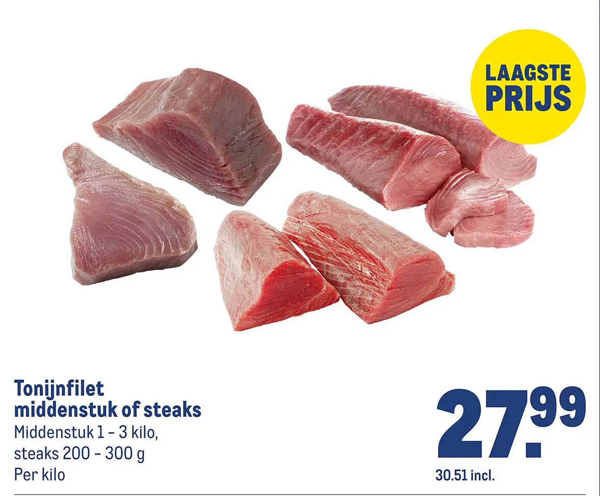 Tonijnfilet middenstuk of steaks