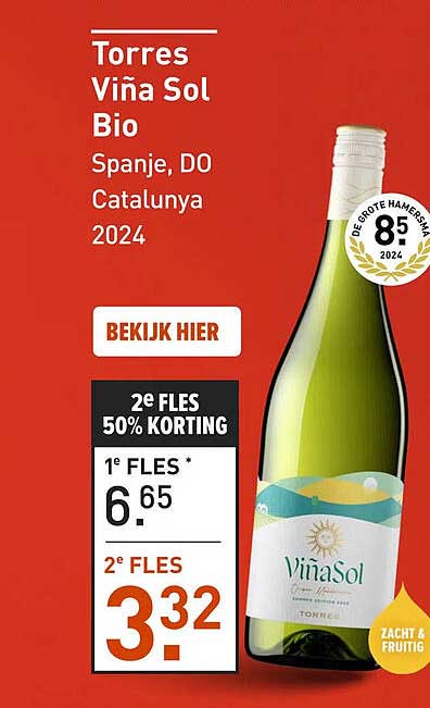 Torres Viña Sol Bio Spanje, DO Catalunya 2024 2e fles 50% korting