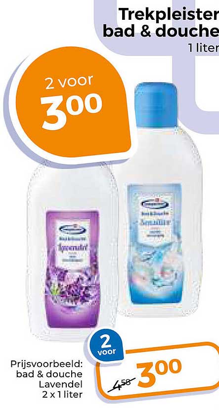 Trekpleister bad & douche 1 liter 2 voor 3,00