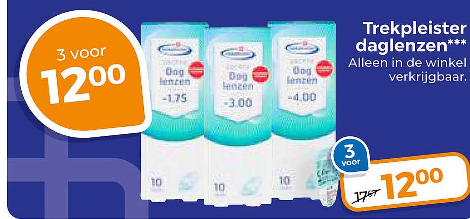 Trekpleister daglenzen*** Alleen in de winkel verkrijgbaar. 3 voor 12.00