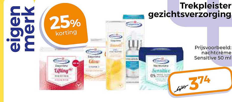 Trekpleister gezichtsverzorging 25% korting