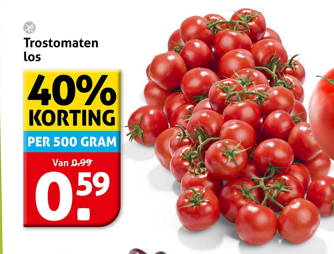 Trostomaten los 40% korting per 500 gram