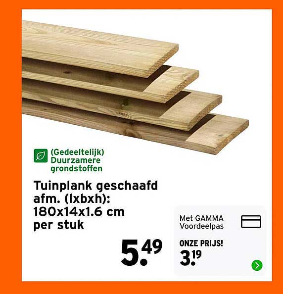 Tuinplank geschaafd afm. (lxbxh): 180x14x1.6 cm per stuk