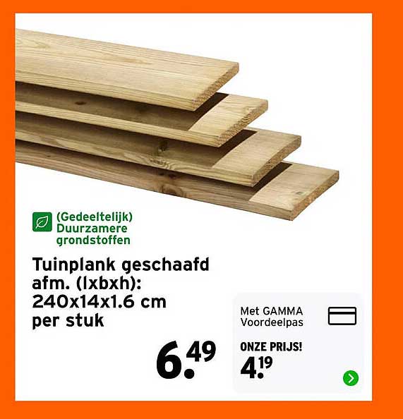 Tuinplank geschaafd afm. (lxbxh): 240x14x1.6 cm per stuk