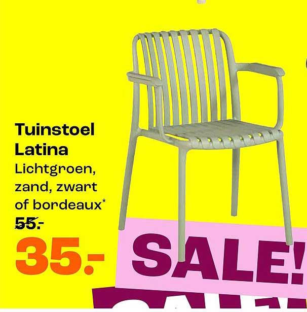 Tuinstoel Latina Lichtgroen, zand, zwart of bordeaux* SALE!