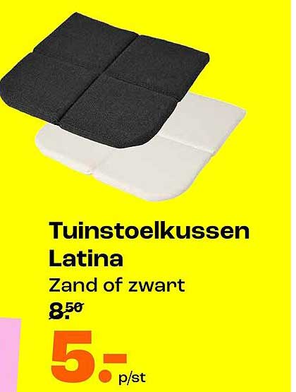 Tuinstoelkussen Latina Zand of zwart