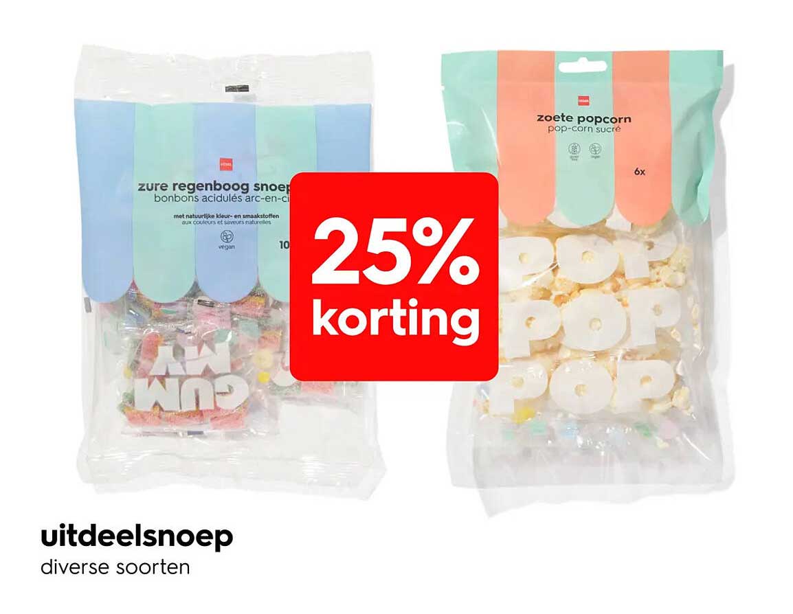 uitdeelsnoep diverse soorten 25% korting