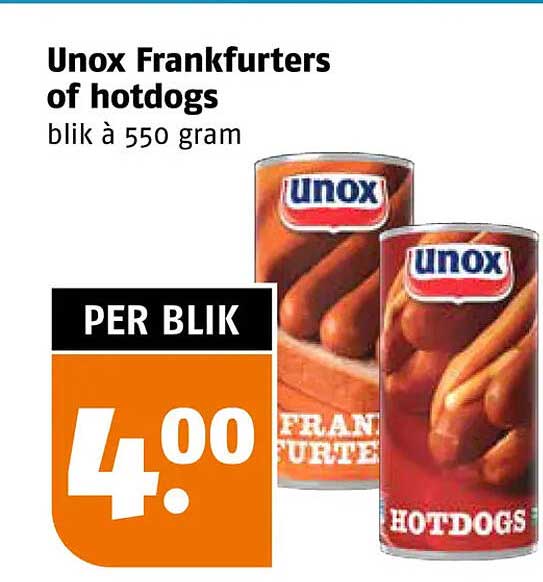 Unox Frankfurters of hotdogs blik à 550 gram