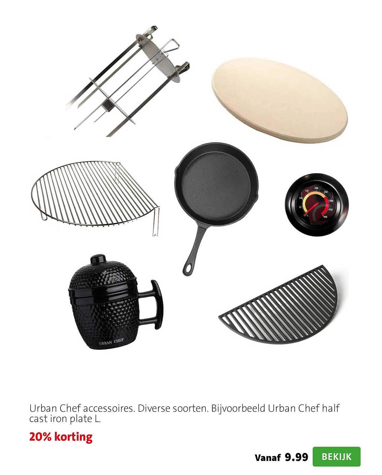 Urban Chef accessoires. Diverse soorten. Bijvoorbeeld Urban Chef half cast iron plate L.