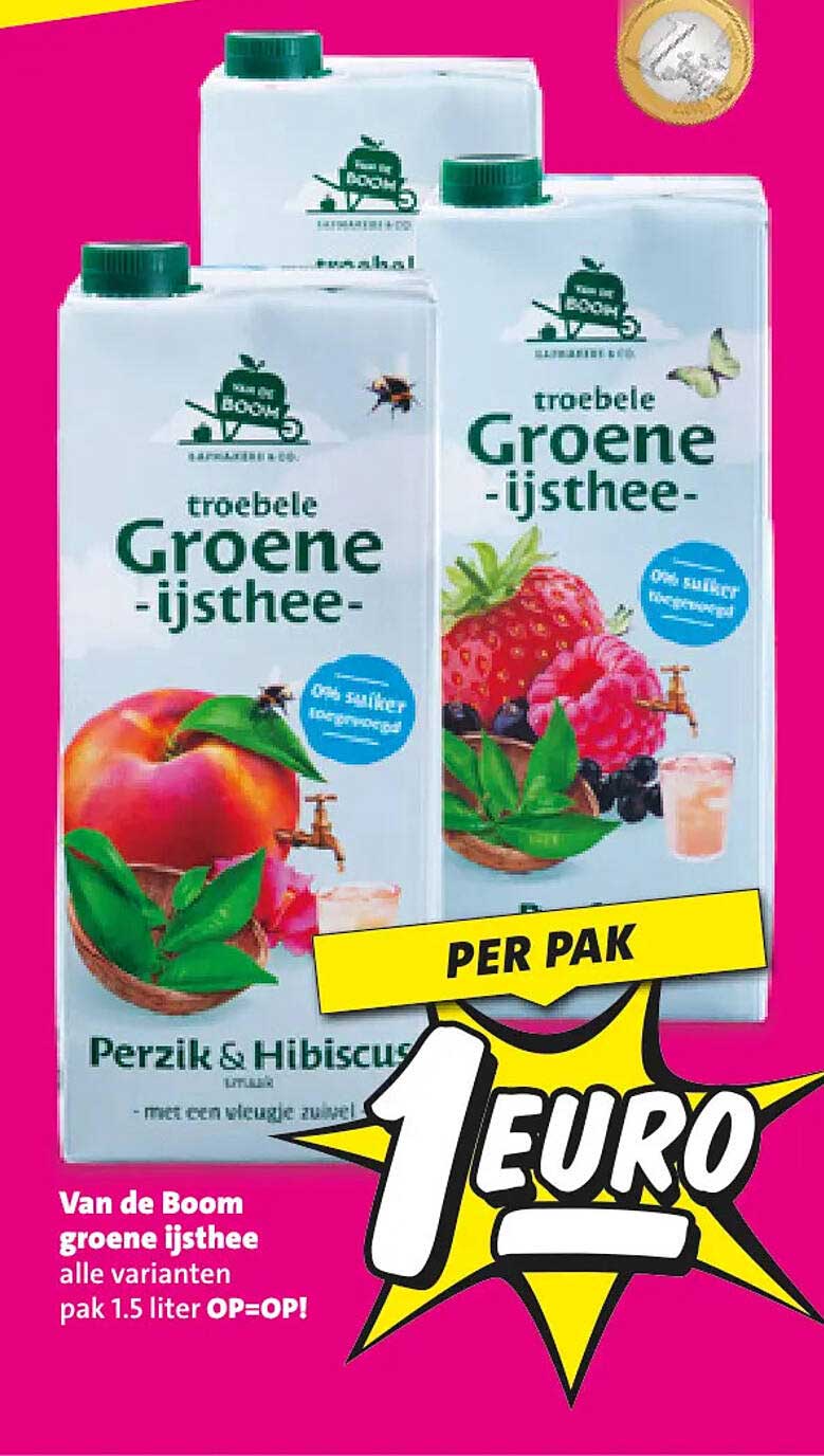 Van de Boom groene ijsthee alle varianten pak 1,5 liter OP=OP! PER PAK 1 EURO