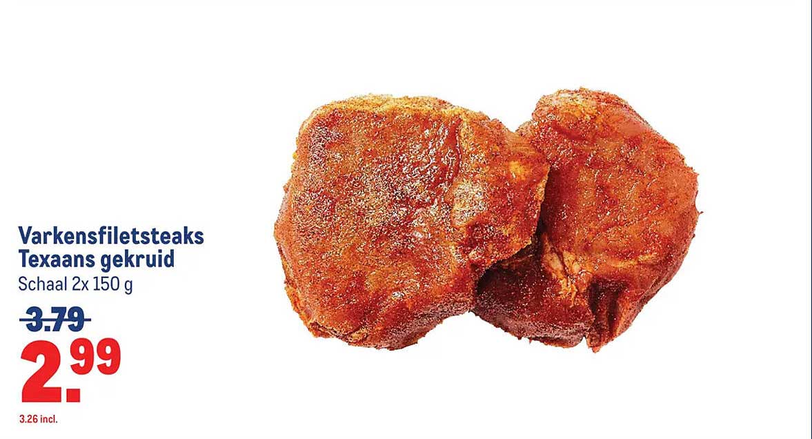 Varkensfiletsteaks Texaans gekruid Schaal 2x 150 g