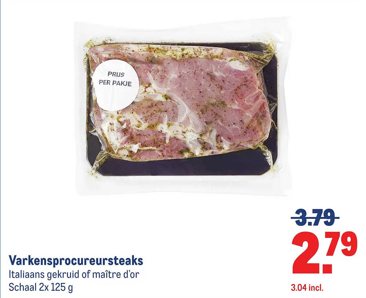 Varkensprocureursteaks Italiaans gekruid of maître d’or Schaal 2x 125 g