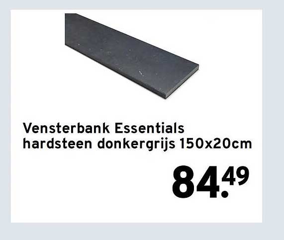 Vensterbank Essentials hardsteen donkergrijs 150x20cm