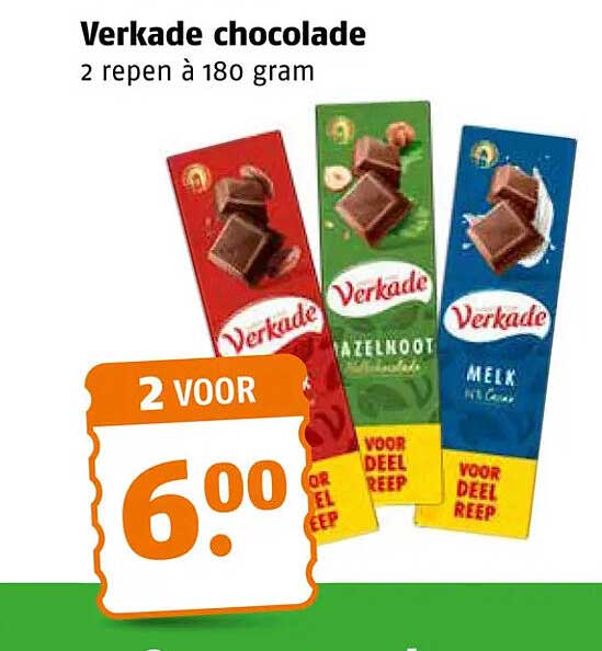 Verkade chocolade 2 repen à 180 gram 2 voor
