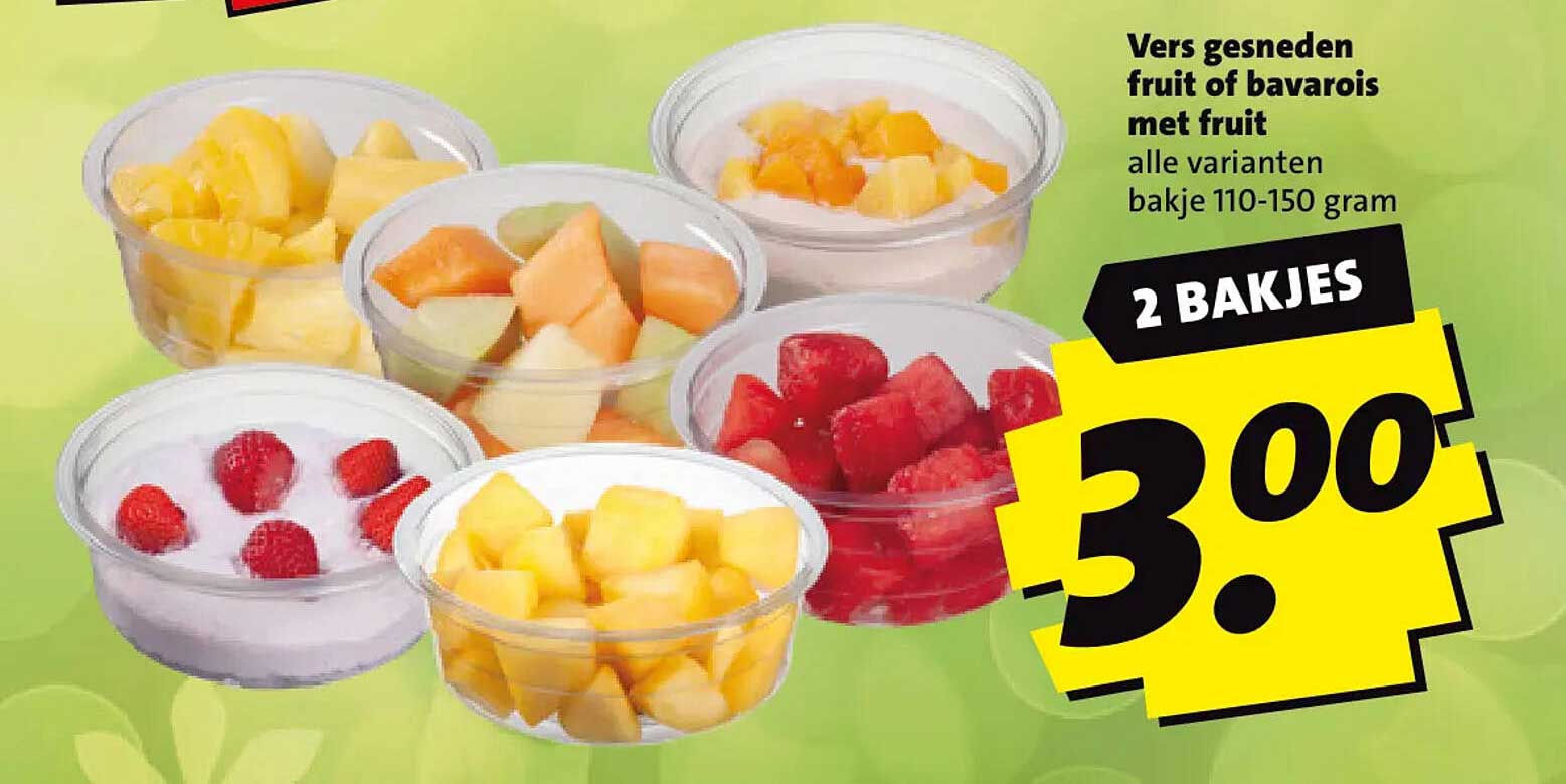 Vers gesneden fruit of bavarois met fruit