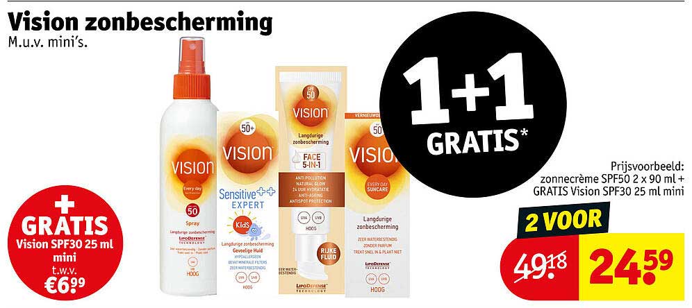 Vision zonbescherming M.u.v. mini’s. 1+1 GRATIS*