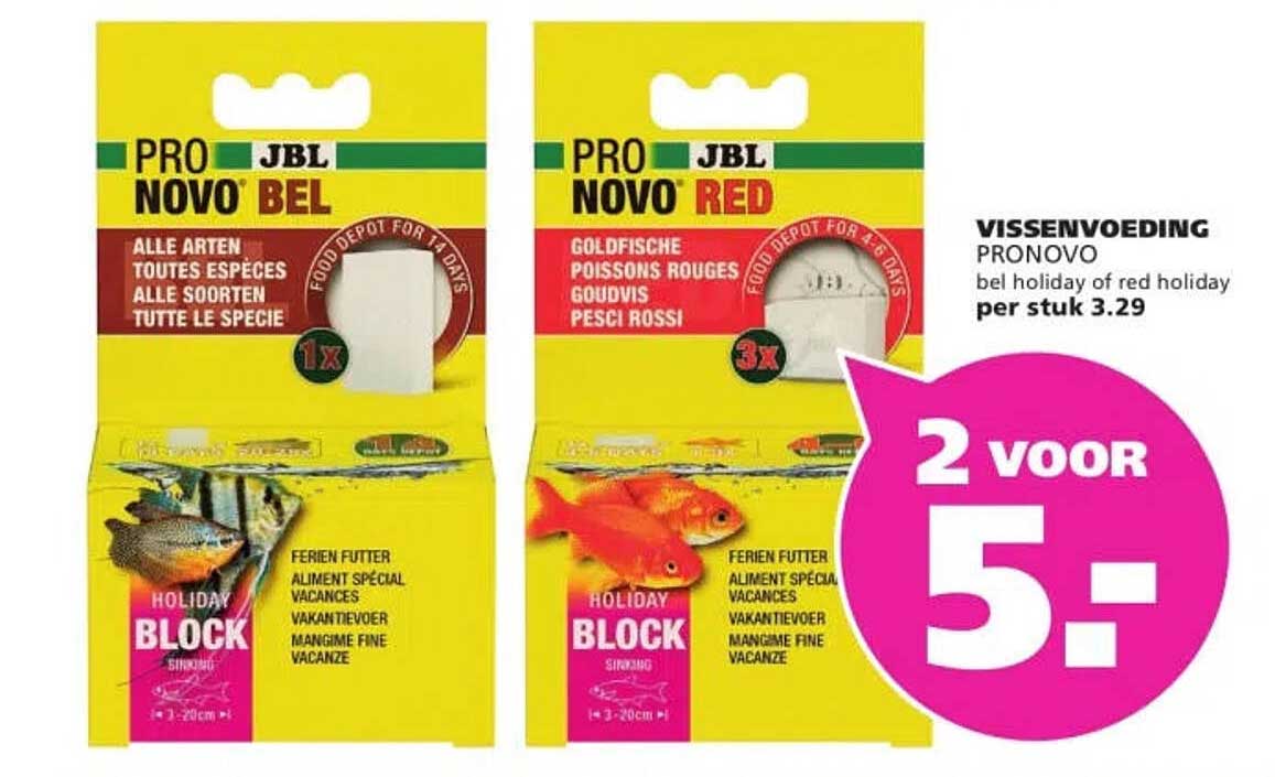 Vissenvoeding PRONOVO bel holiday of red holiday 2 voor 5,-