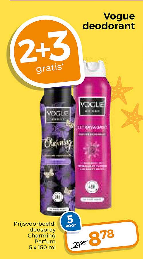 Vogue deodorant 2+3 gratis