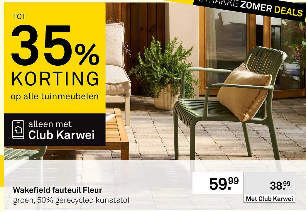Wakefield fauteuil Fleur groen, 50% gerecycled kunststof
