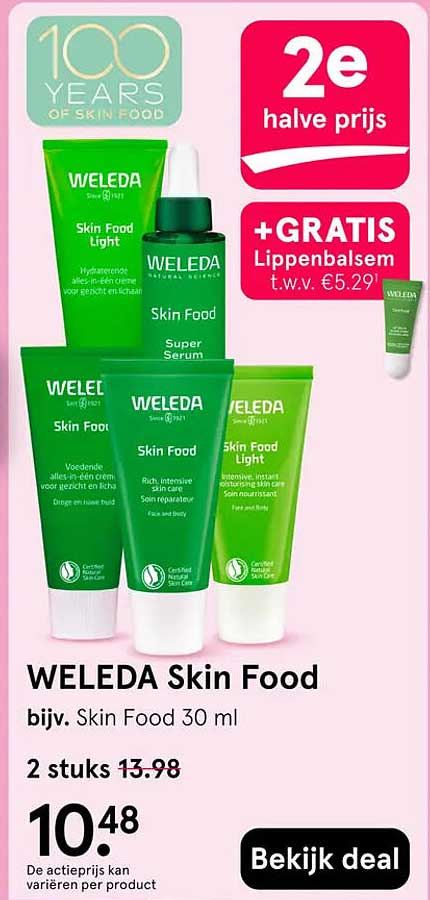 WELEDA Skin Food 2e halve prijs +GRATIS Lippenbalsem t.w.v. €5.29