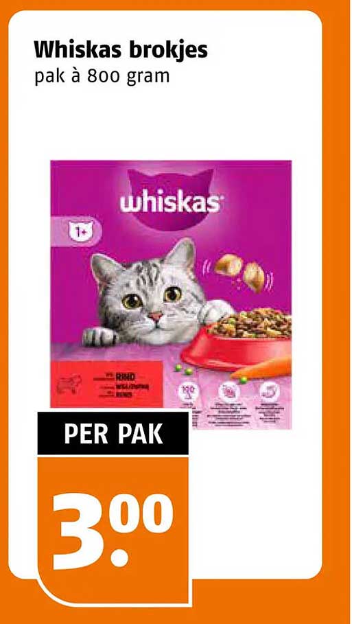 Whiskas brokjes pak à 800 gram PER PAK