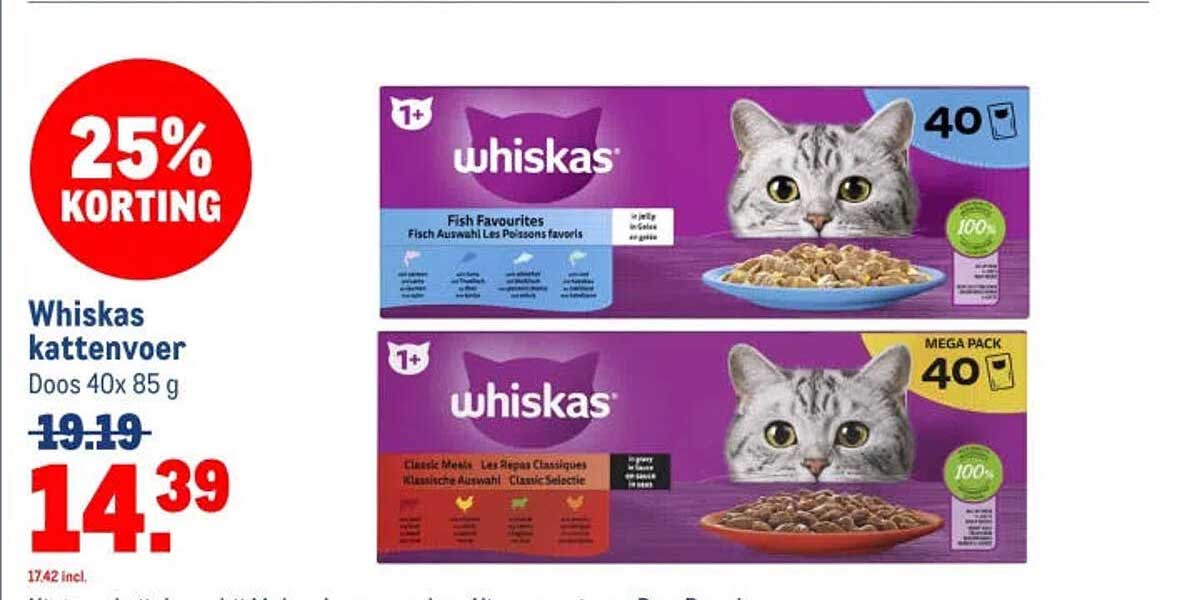 Whiskas kattenvoer Doos 40x 85 g 25% KORTING