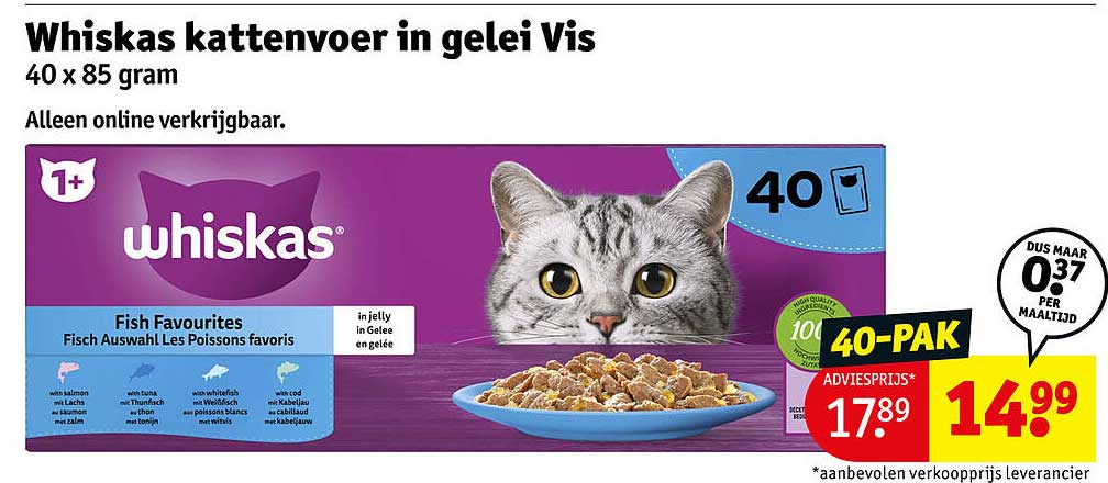 Whiskas kattenvoer in gelei Vis 40 x 85 gram
