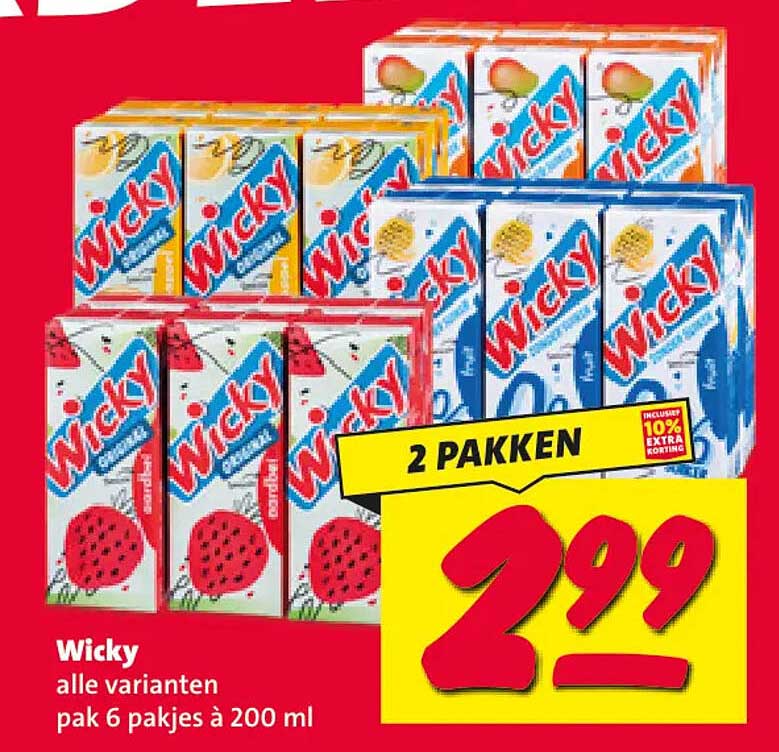 Wicky alle varianten pak 6 pakjes à 200 ml 2 pakken