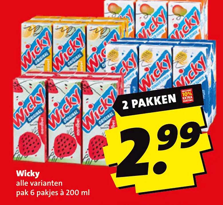 Wicky alle varianten pak 6 pakjes à 200 ml 2 pakken