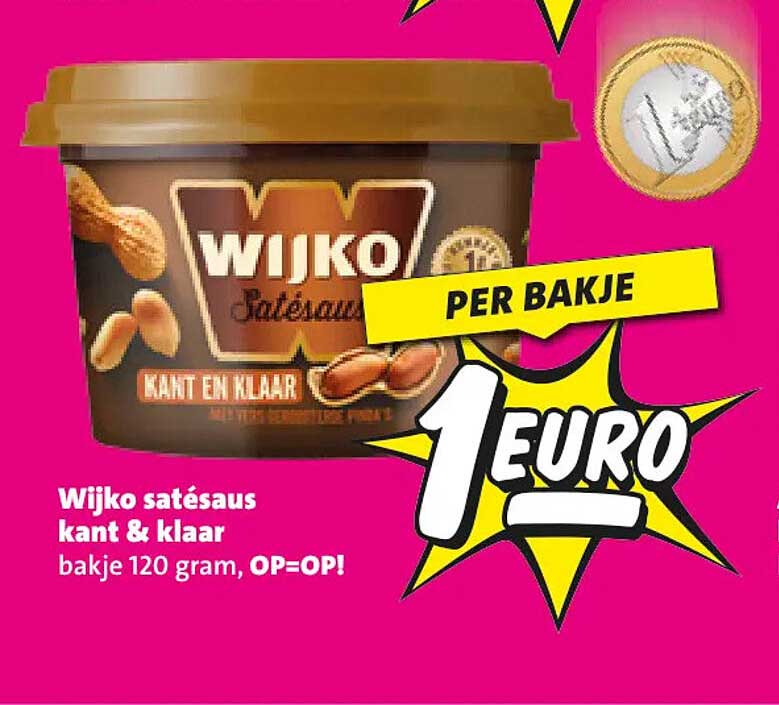 Wijko satésaus kant & klaar bakje 120 gram, OP=OP! PER BAKJE